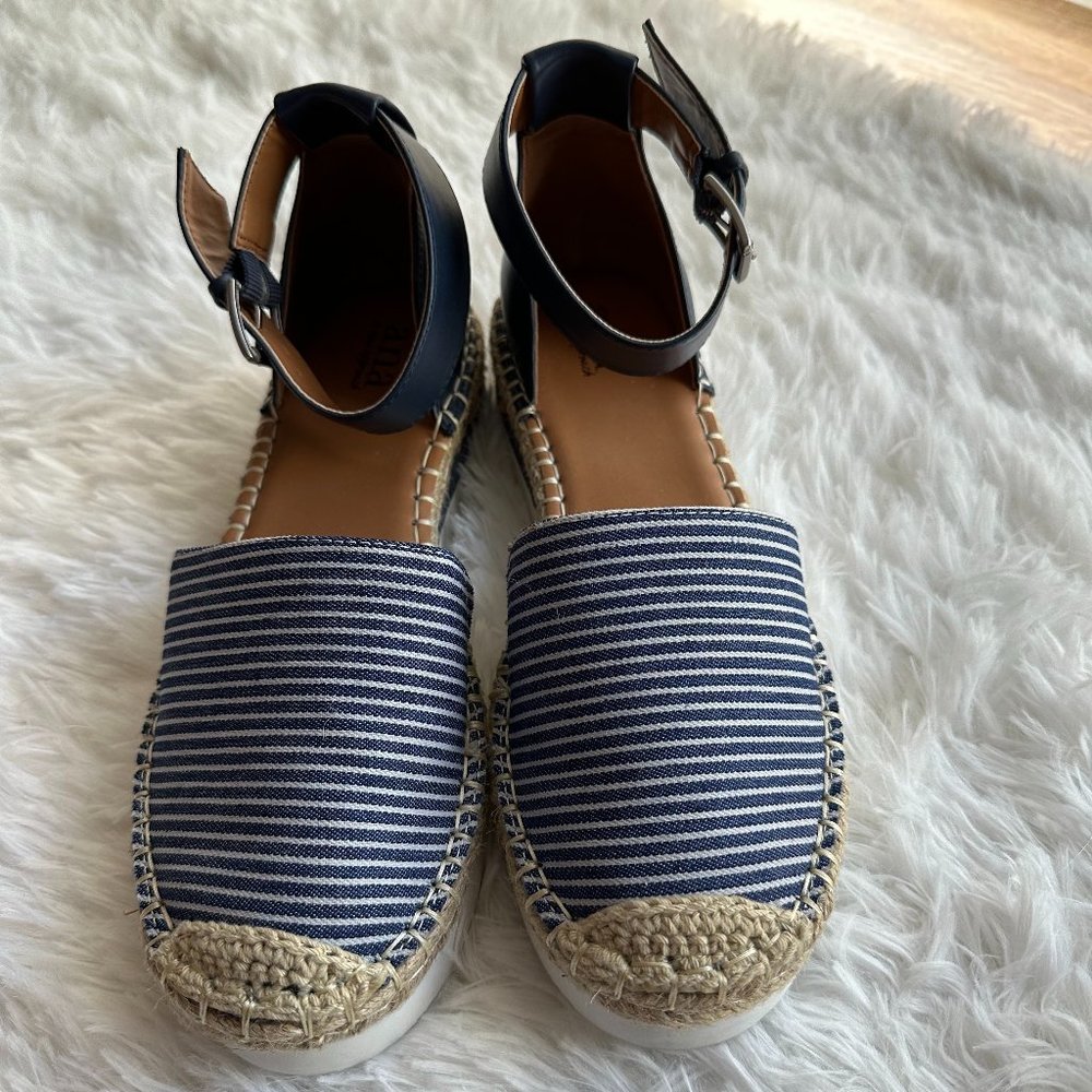 NWOT A.N.A. Blue Striped Espadrilles Size 6